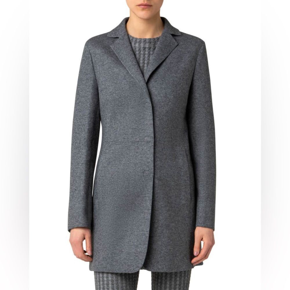 NWOT Akris Punto Felted Wool-Cashmere Coat Grey Size 2